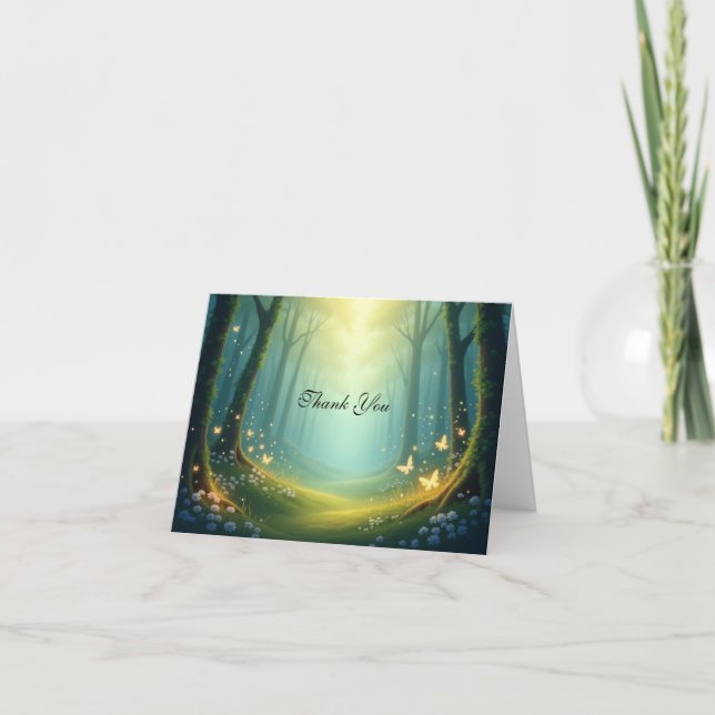 Enchanted Sunlit Summer Grove Letterpress Thank You Card (Front)