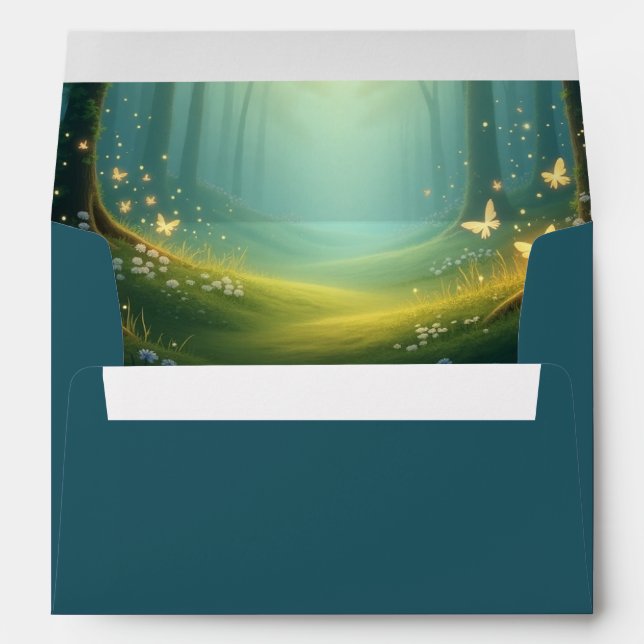 Enchanted Sunlit Summer Grove Wedding Envelope (Back (Bottom))