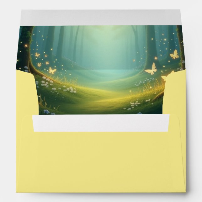 Enchanted Sunlit Summer Grove Wedding Envelope (Back (Bottom))