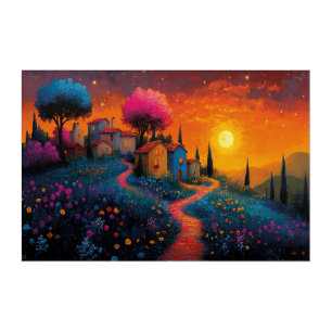 Enchanted Sunset Village Acrylic Print