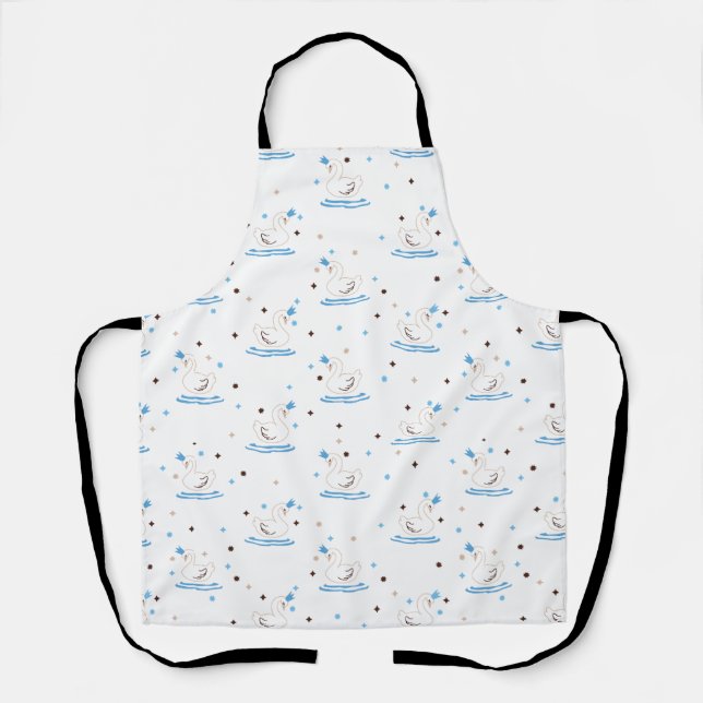 Enchanted Swan Lake Fairy Tale Crowned Swan Apron (Front)