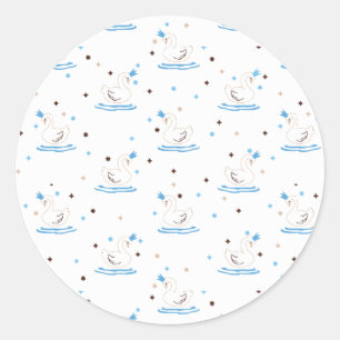 Enchanted Swan Lake Fairy Tale Crowned Swan Classic Round Sticker