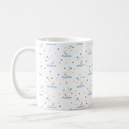 Enchanted Swan Lake Fairy Tale Crowned Swan Coffee Mug