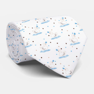 Enchanted Swan Lake Fairy Tale Crowned Swan Neck Tie