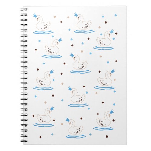 Enchanted Swan Lake Fairy Tale Crowned Swan Notebook