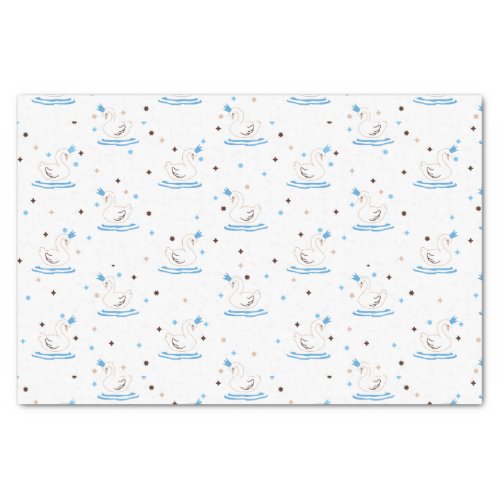 Enchanted Swan Lake Fairy Tale Crowned Swan Tissue Paper