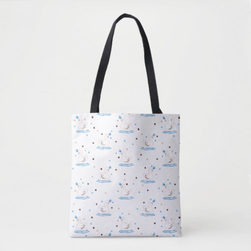 Enchanted Swan Lake Fairy Tale Crowned Swan Tote Bag