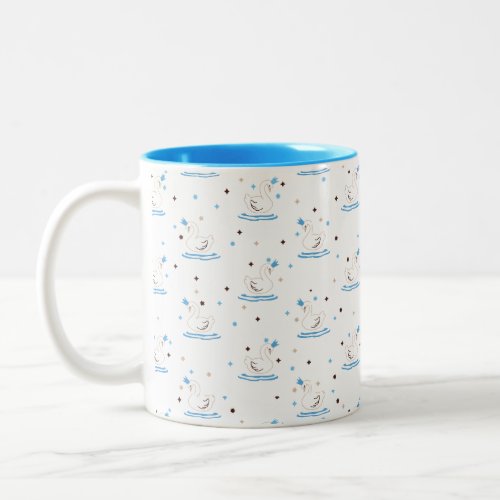 Enchanted Swan Lake Fairy Tale Crowned Swan Two_Tone Coffee Mug