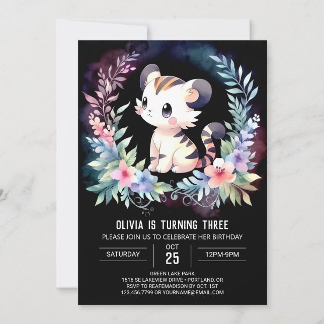 Enchanted Sweet Tiger Birthday Invitation (Front)
