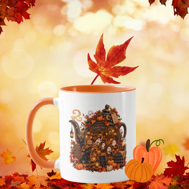 Enchanted Teapot Café Ghosts Black Cat Fall  Mug (Creator Uploaded)