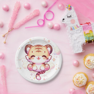 Enchanted Tiger Baby Shower Paper Plates