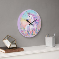 "Enchanted Time: wall clock with unicorn clip art