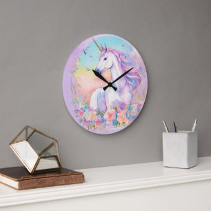 "Enchanted Time: wall clock with unicorn clip art