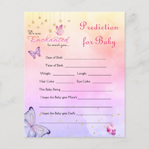Enchanted To Meet Butterfly Baby Shower Game Card