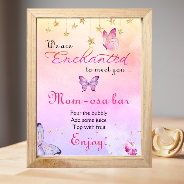 Enchanted To Meet You Butterfly Baby Shower Bar Poster (Creator Uploaded)