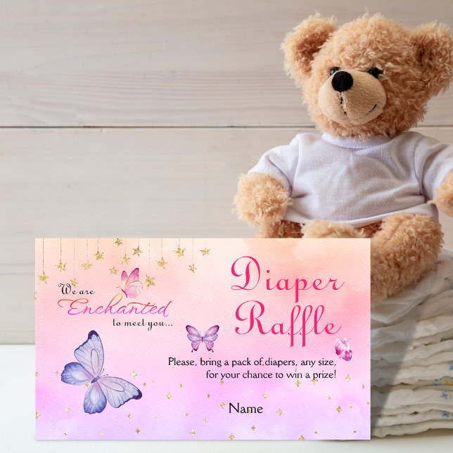 Enchanted To Meet You Butterfly Baby Shower Diaper Enclosure Card (Creator Uploaded)