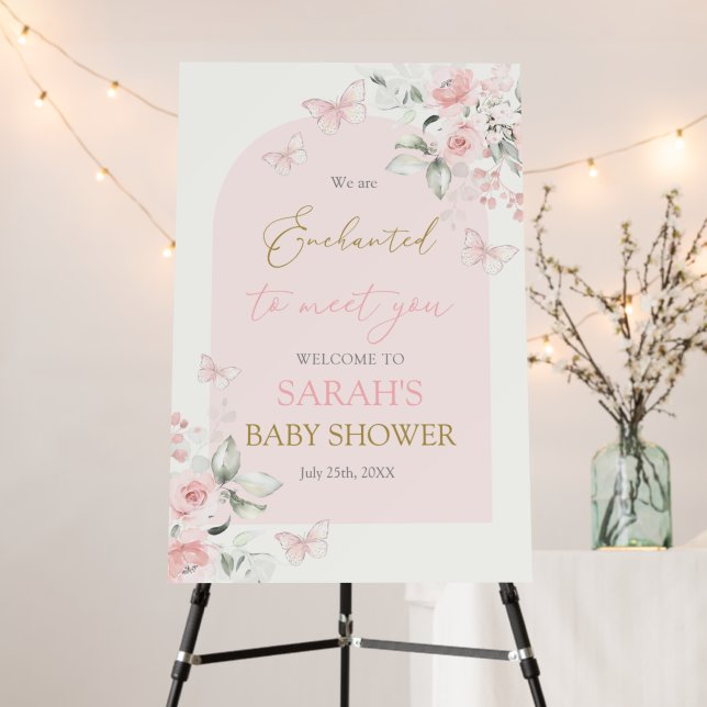 Enchanted to meet you Butterfly Baby Shower Foam Board (In Situ (Stand))