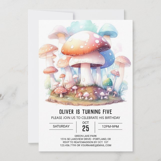 Enchanted Toadstool Birthday Invitation (Front)