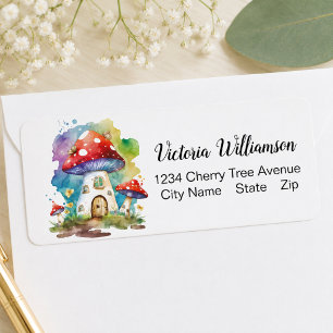 Enchanted Toadstool Fairy Cottage Return Address Label