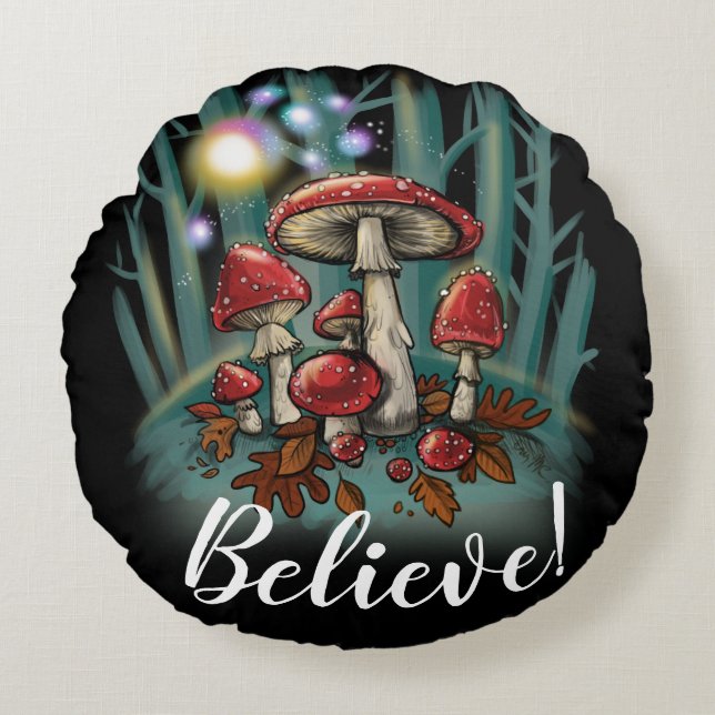 Enchanted Toadstools Round Pillow (Front)