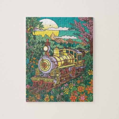 Enchanted Train Around The Flower Jigsaw Puzzle