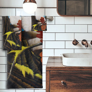 Enchanted Tree Ent Autumn Leaves Siamese Cat Bath Towel Set