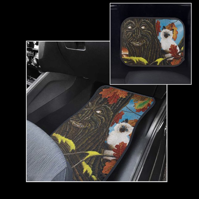 Enchanted Tree Ent  Autumn Leaves Siamese Cat Car Floor Mat (Creator Uploaded)
