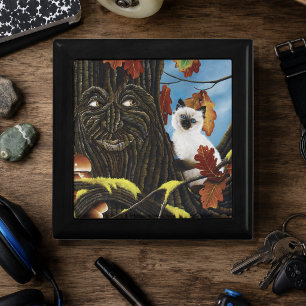 Enchanted Tree Ent Autumn Leaves Siamese Cat Gift Box