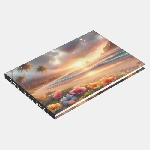 Enchanted Tropical Beach Magical Hibiscus Wedding Guest Book