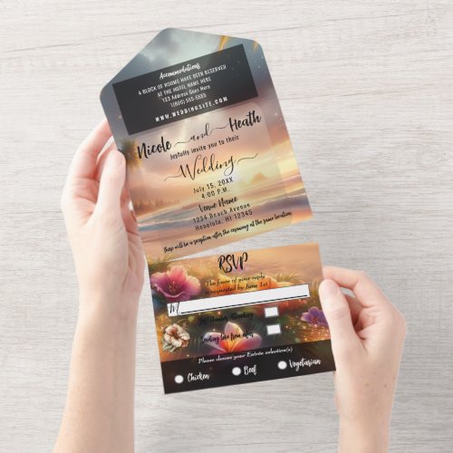 Enchanted Tropical Beach with Magical Hibiscus  All In One Invitation