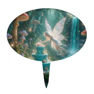 Enchanted Tropical Fairy Birthday Party Plates Cake Topper