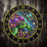 Enchanted Turtle Butterfly Fantasy Lodge Decor Dart Board<br><div class="desc">Bring a touch of enchantment to your man cave or fishing lodge with this stunning artwork. Featuring a magical turtle with a glowing stained-glass-inspired shell and a butterfly that radiates with teal and gold, this piece adds a celestial vibe to any room. The swirling golden patterns and cosmic background create...</div>