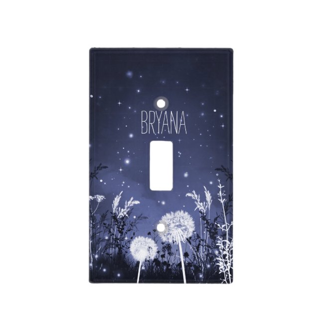 Enchanted Twilight Sky Stars & Foliage Rustic Light Switch Cover (Front)