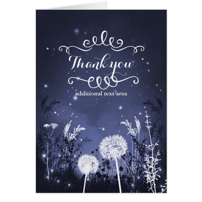 Enchanted Twilight Sky Stars & Foliage Wedding Cards (Front)