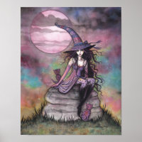 Enchanted Twilight Witch Cat Fantasy Art