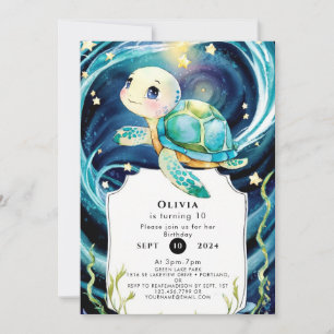 Enchanted Under the Sea Boho Turtle Birthday Invitation