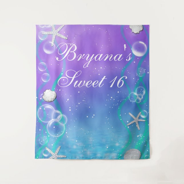 Enchanted Under the Sea Sweet 16 Party Backdrop (Front)