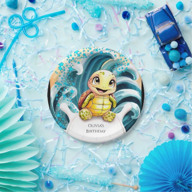 Enchanted Under the Sea Turtle Birthday Paper Plates (Party)