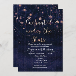 Enchanted under the Stars Purple & Gold Invitation