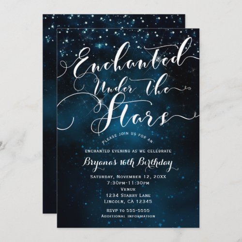 ENCHANTED UNDER THE STARS Starry Blue Skies Invitation