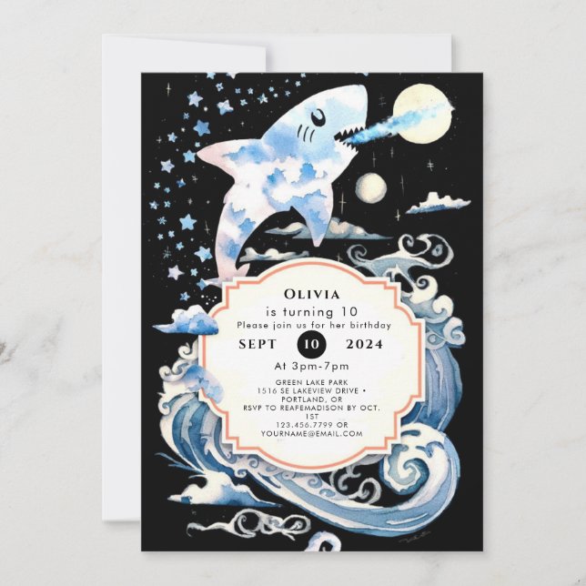 Enchanted Underwater Kids Shark Birthday Invitation (Front)