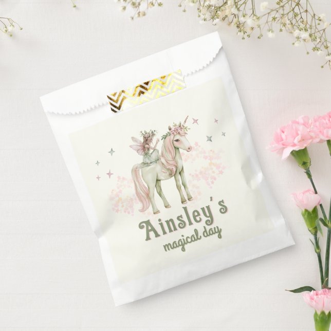 Enchanted Unicorn and Fairy Personalized Birthday Favor Bag (Sealed)
