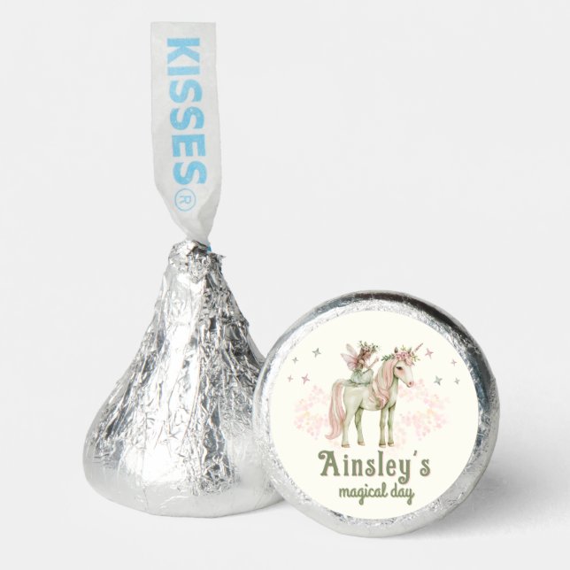 Enchanted Unicorn and Fairy Personalized Birthday Hershey®'s Kisses® (Front)
