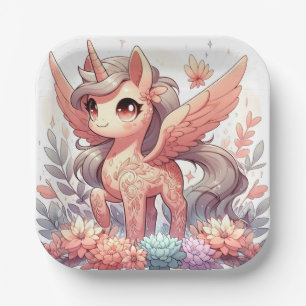 Enchanted Unicorn Baby Shower Paper Plates