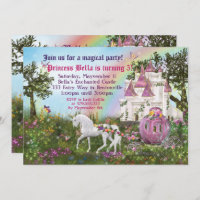 Enchanted Unicorn Castle Princess Party Invitation