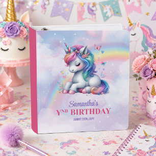 Enchanted Unicorn Colorful Pastel Birthday Binder