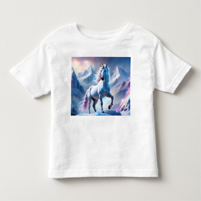 Enchanted Unicorn in a Snowy Fantasy Poster Toddler T-shirt (Front)