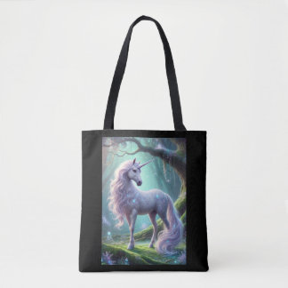 Enchanted Unicorn in Mystical Forest Tote Bag