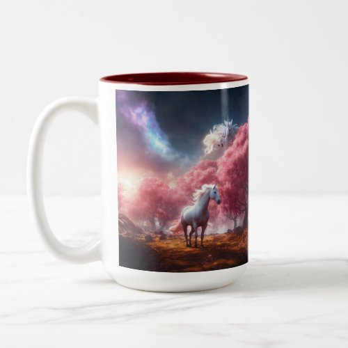 Enchanted Unicorn Meadow Two_Tone Mug 15 oz Two_Tone Coffee Mug