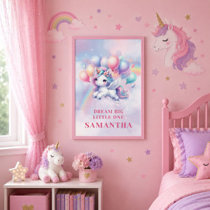 Enchanted Unicorn Pastel Framed Canvas Decor